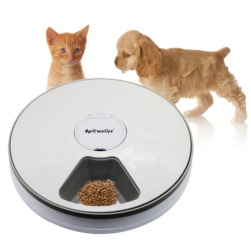 Dog Feeder Automatic Pet Feeder Round Timing Feeder 6 Meals 6 Grids Dog Cat Electric Dry Food Dispenser 24 Hours Feed Supplies