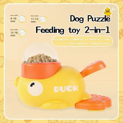 ''Yellow Duck-Shaped Interactive Feeder for Dogs and Cats: A Treat-Dispensing Puzzle Toy Designed for Pet Training''
