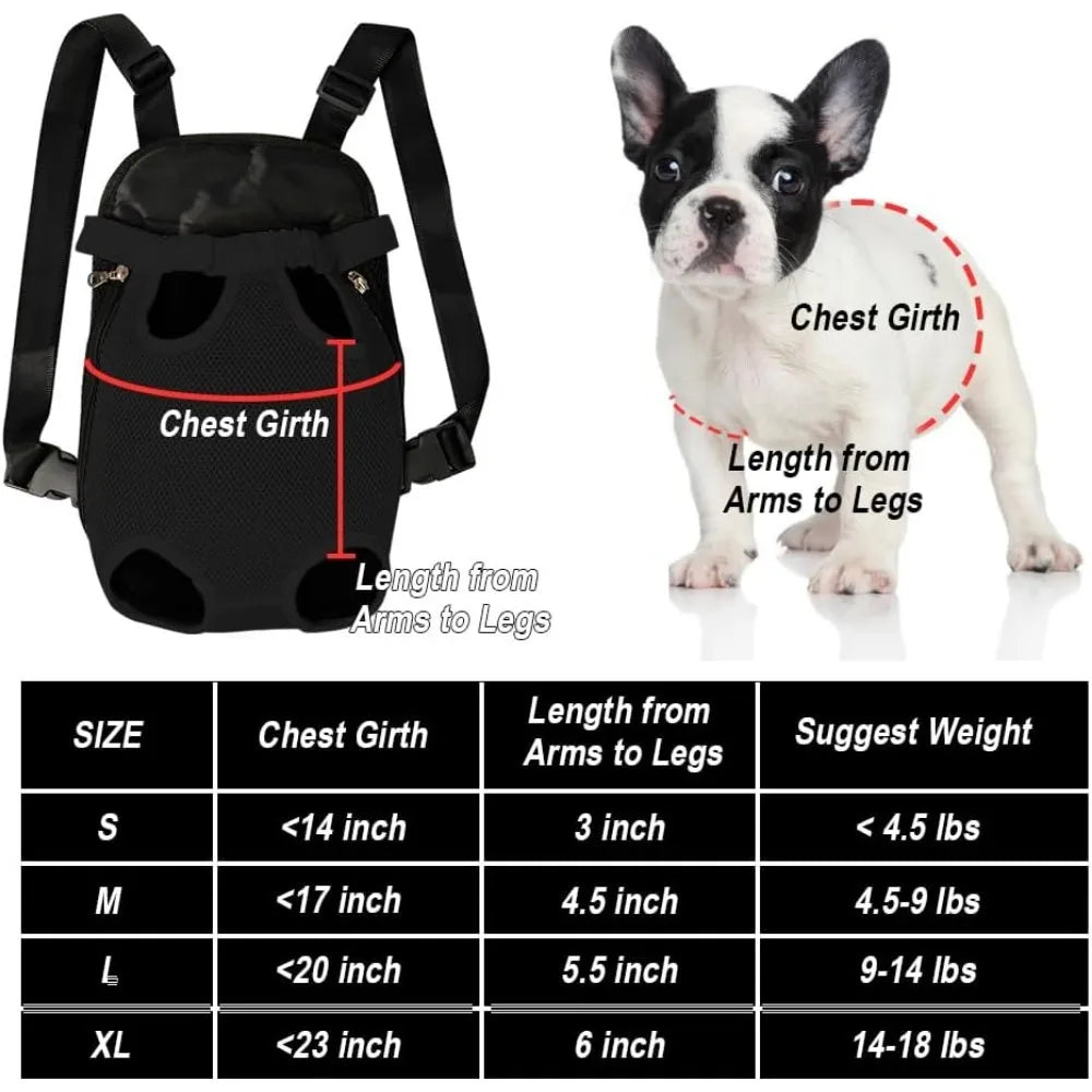 Dog Backpack Carrier, Front Chest Carrier for Cat Small Dogs, Pet Carrying Bag for Travel Hiking Cycling Outdoor
