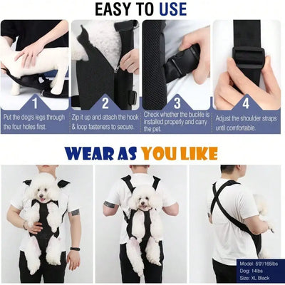 Dog Backpack Carrier, Front Chest Carrier for Cat Small Dogs, Pet Carrying Bag for Travel Hiking Cycling Outdoor