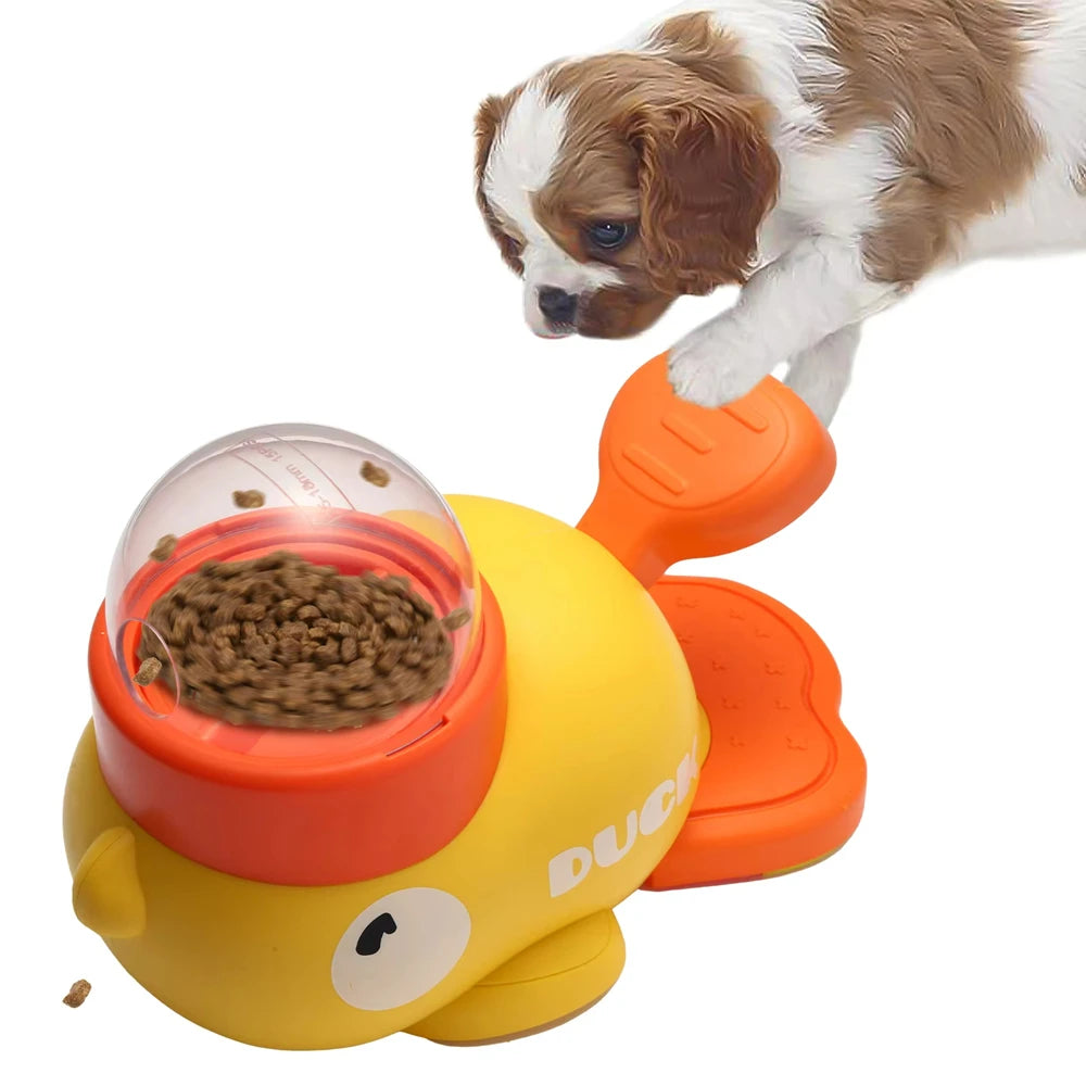 Dog Puzzle Feeder Cartoon Duck Design Pet Snack Feeder Anti-Slip Pet Automatic Feeder Toys Food Utensils for Dog Cat Training