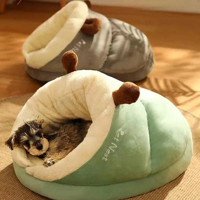 Cozy Slipper-Style Pet Bed: Warm, Breathable, and Washable Foldable Dog & Cat House for Small Pets