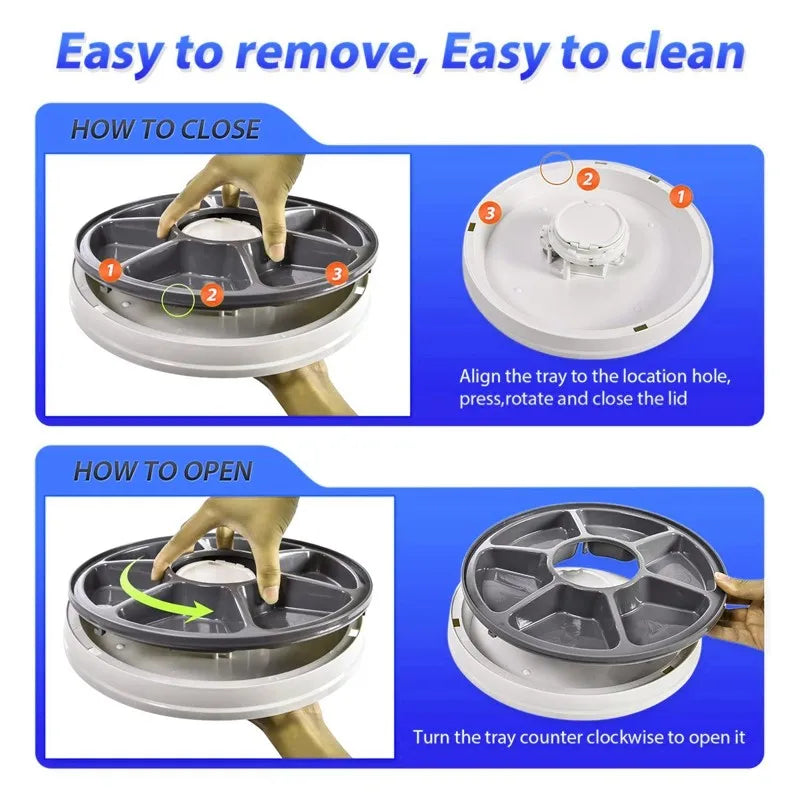 Automatic Feeder Pet Dog Round Timing Feeder 6 Meals 6 Grids Cat Dog Electric Dry Food Dispenser 24 Hours Feed Pet Supplies