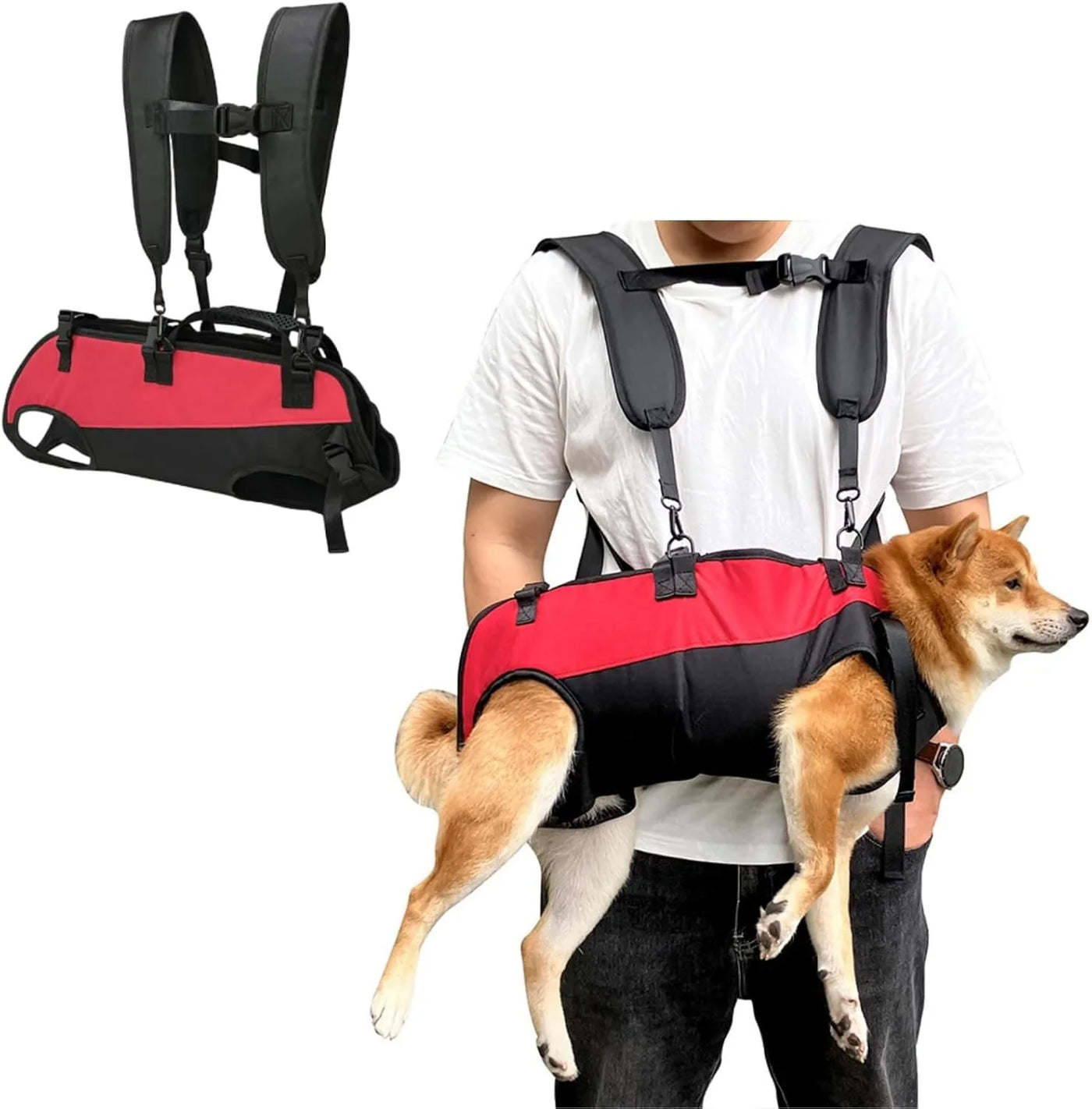 Dog Backpack Carrier for Dogs Carrying Backpack Emergency Old Disabled Joint Injuries Arthritis Senior Dogs Up Down Stairs Cars