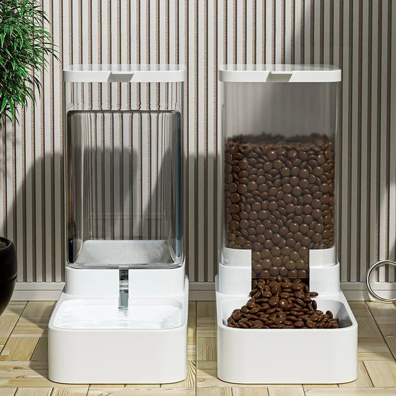 Pet automatic feeder cat water dispenser dog bowl medium-sized dog feeding water feeding basin combination food storage bucket