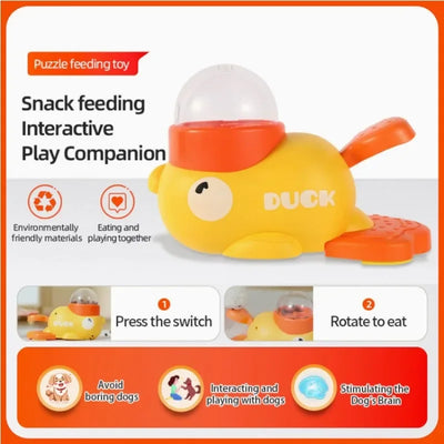 ''Yellow Duck-Shaped Interactive Feeder for Dogs and Cats: A Treat-Dispensing Puzzle Toy Designed for Pet Training''