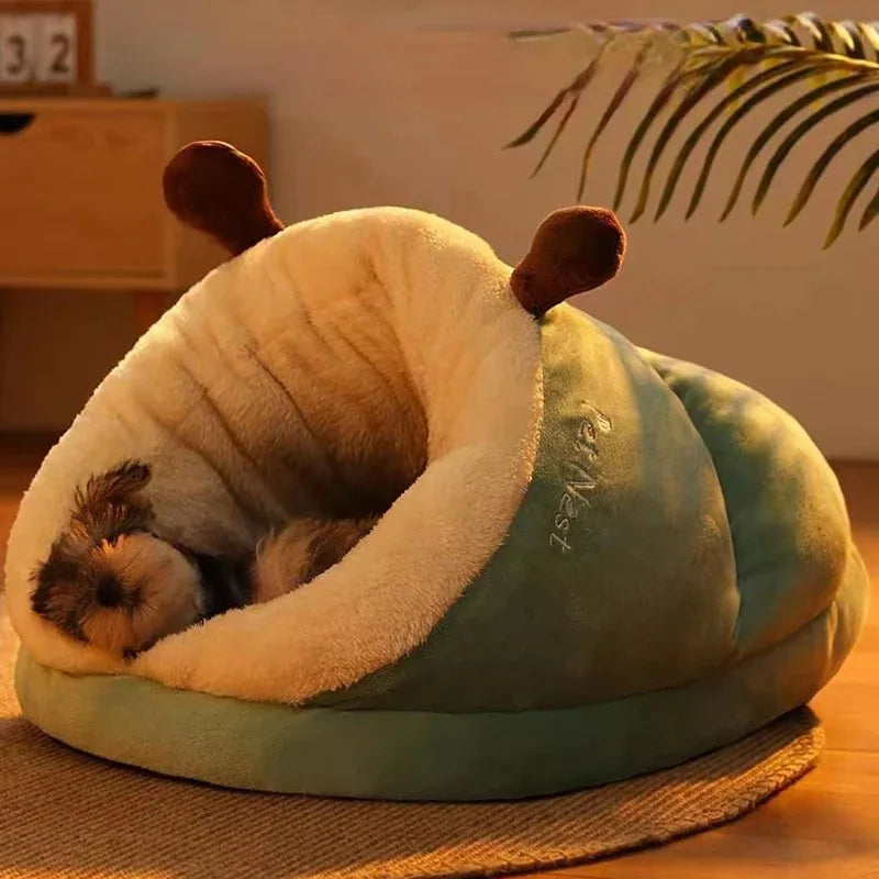 Cozy Slipper-Style Pet Bed: Warm, Breathable, and Washable Foldable Dog & Cat House for Small Pets