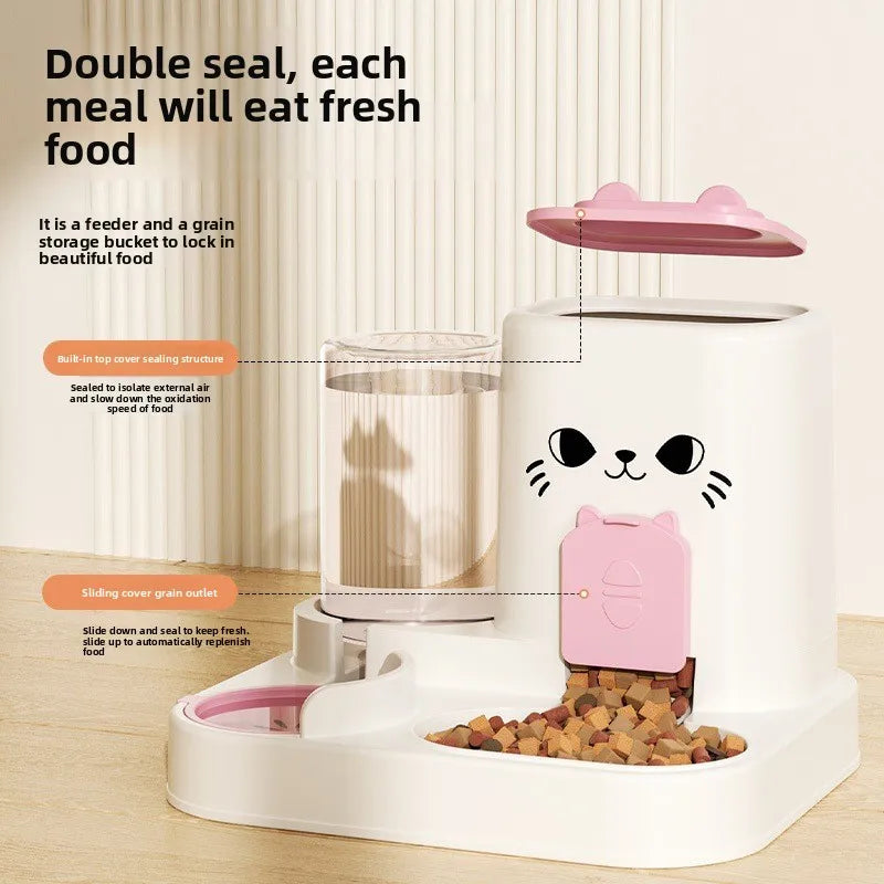Cat feeder, water and food integrated feeder, feeding bowl, dry and wet separation, dog bowl, cat bowl, storage bowl, pet use